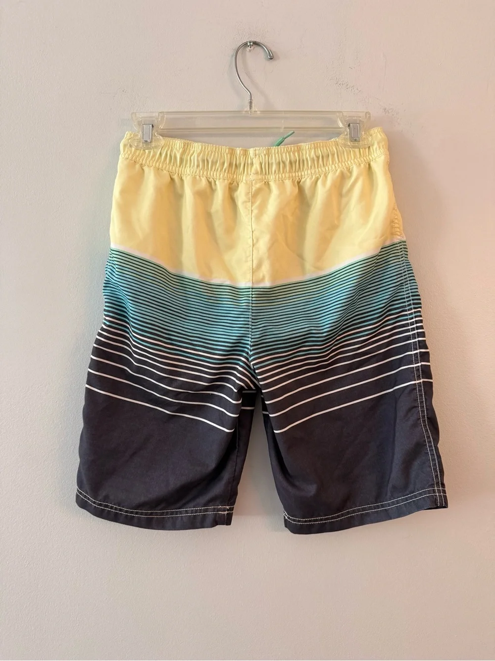 OshKosh B'gosh Yellow Teal Black Gradient Stripe Swim Shorts